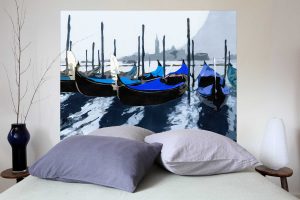 Tete de lit Les Gondoles de Venise Bleu 160*140 cm