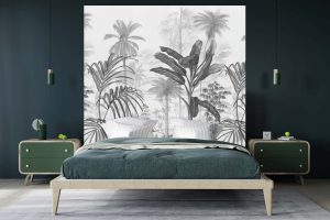 Tête de lit Jardin Tropical N&B 160*140 cm
